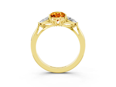 Yellow gold Three-Stone Pear Cut Cut Diamond Ring with Pear Side Stones in Four-Prong Setting_3