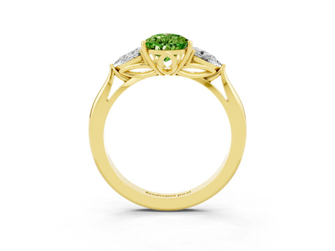 Yellow gold Three-Stone Pear Cut Cut Diamond Ring with Pear Side Stones in Four-Prong Setting_3