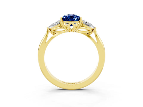 Yellow gold Three-Stone Pear Cut Cut Diamond Ring with Pear Side Stones in Four-Prong Setting_3