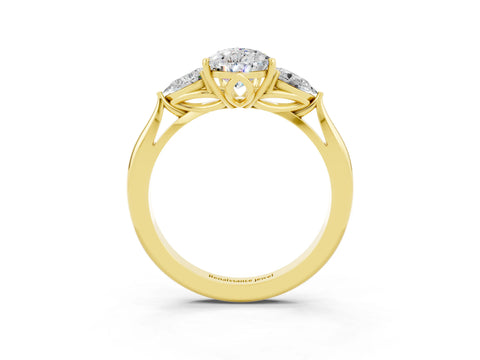 Yellow gold Three-Stone Pear Cut Cut Diamond Ring with Pear Side Stones in Four-Prong Setting_3