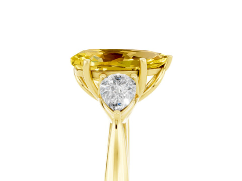Yellow gold Three-Stone Pear Cut Cut Diamond Ring with Pear Side Stones in Four-Prong Setting_5