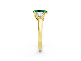 Yellow gold Three-Stone Pear Cut Cut Diamond Ring with Trillion Side Stones and Four-Prong Setting_2