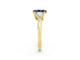Yellow gold Three-Stone Pear Cut Cut Diamond Ring with Trillion Side Stones and Four-Prong Setting_2