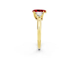 Yellow gold Three-Stone Pear Cut Cut Diamond Ring with Trillion Side Stones and Four-Prong Setting_2