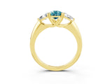 Yellow gold Three-Stone Pear Cut Cut Diamond Ring with Trillion Side Stones and Four-Prong Setting_3