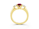 Yellow gold Three-Stone Pear Cut Cut Diamond Ring with Trillion Side Stones and Four-Prong Setting_3