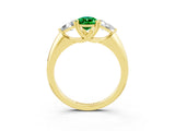 Yellow gold Three-Stone Pear Cut Cut Diamond Ring with Trillion Side Stones and Four-Prong Setting_3