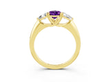 Yellow gold Three-Stone Pear Cut Cut Diamond Ring with Trillion Side Stones and Four-Prong Setting_3