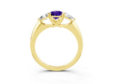 Yellow gold Three-Stone Pear Cut Cut Diamond Ring with Trillion Side Stones and Four-Prong Setting_3