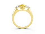 Yellow gold Three-Stone Pear Cut Cut Diamond Ring with Trillion Side Stones and Four-Prong Setting_3