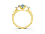 Yellow gold Three-Stone Pear Cut Cut Diamond Ring with Trillion Side Stones and Four-Prong Setting_3