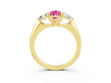 Yellow gold Three-Stone Pear Cut Cut Diamond Ring with Trillion Side Stones and Four-Prong Setting_3