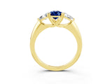 Yellow gold Three-Stone Pear Cut Cut Diamond Ring with Trillion Side Stones and Four-Prong Setting_3
