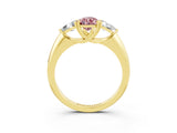 Yellow gold Three-Stone Pear Cut Cut Diamond Ring with Trillion Side Stones and Four-Prong Setting_3