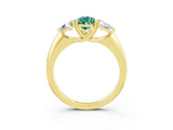 Yellow gold Three-Stone Pear Cut Cut Diamond Ring with Trillion Side Stones and Four-Prong Setting_3