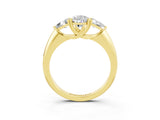 Yellow gold Three-Stone Pear Cut Cut Diamond Ring with Trillion Side Stones and Four-Prong Setting_3