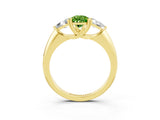 Yellow gold Three-Stone Pear Cut Cut Diamond Ring with Trillion Side Stones and Four-Prong Setting_3