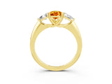 Yellow gold Three-Stone Pear Cut Cut Diamond Ring with Trillion Side Stones and Four-Prong Setting_3