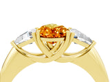 Yellow gold Three-Stone Pear Cut Cut Diamond Ring with Trillion Side Stones and Four-Prong Setting_4