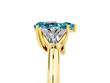 Yellow gold Three-Stone Pear Cut Cut Diamond Ring with Trillion Side Stones and Four-Prong Setting_5