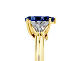 Yellow gold Three-Stone Pear Cut Cut Diamond Ring with Trillion Side Stones and Four-Prong Setting_5