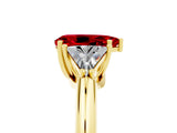 Yellow gold Three-Stone Pear Cut Cut Diamond Ring with Trillion Side Stones and Four-Prong Setting_5
