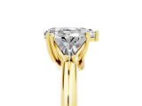 Yellow gold Three-Stone Pear Cut Cut Diamond Ring with Trillion Side Stones and Four-Prong Setting_5