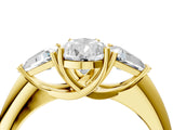 Yellow gold Three-Stone Pear Cut Cut Diamond Ring with Trillion Side Stones and Four-Prong Setting_7