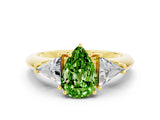 Yellow gold Three-Stone Pear Cut Cut Diamond Ring with Trillion Side Stones and Four-Prong Setting