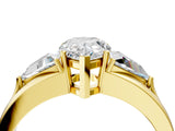 Yellow gold Three-Stone Pear Cut Cut Diamond Ring with Trillion Side Stones on a Split Shank Band_13