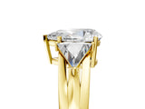 Yellow gold Three-Stone Pear Cut Cut Diamond Ring with Trillion Side Stones on a Split Shank Band_14