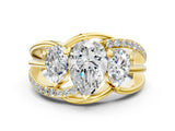 Yellow gold Three-Stone Pear Cut Cut Diamond Split Shank Prong Set Ring_7