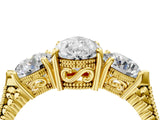 Yellow gold Three-Stone Pear Cut Cut Milgrain Band Prong Setting Ring_17