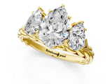 Yellow gold Three-Stone Pear Cut Diamond Braided Band Ring with Four-Prong Setting_38