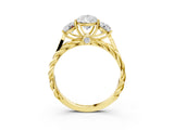Yellow gold Three-Stone Pear Cut Diamond Braided Band Ring with Four-Prong Setting_40