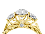 Yellow gold Three-Stone Pear Cut Diamond Braided Band Ring with Four-Prong Setting_41
