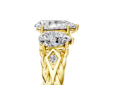 Yellow gold Three-Stone Pear Cut Diamond Braided Band Ring with Four-Prong Setting_42