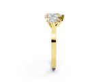 Yellow gold Three-Stone Pear Cut Diamond Cathedral Engagement Ring with Prong Setting_8
