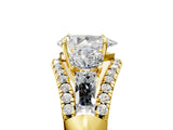 Yellow gold Three-Stone Pear Cut Diamond Engagement Ring with Pave Band and Prong Setting_7