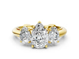 Yellow gold Three-Stone Pear Cut Diamond Engagement Ring with Prong Setting on a White Gold Band_42