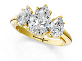 Yellow gold Three-Stone Pear Cut Diamond Engagement Ring with Prong Setting on a White Gold Band_43