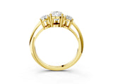 Yellow gold Three-Stone Pear Cut Diamond Engagement Ring with Prong Setting on a White Gold Band_45