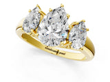Yellow gold Three-Stone Pear Cut Diamond Engagement Ring with Prong Setting_4