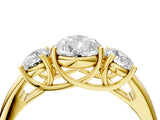 Yellow gold Three-Stone Pear Cut Diamond Engagement Ring with Prong Setting_7