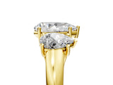 Yellow gold Three-Stone Pear Cut Diamond Engagement Ring with Prong Setting_8