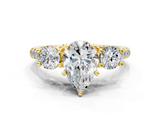 Yellow gold Three-Stone Pear Cut Diamond Pavé Band with Four-Prong Setting_37