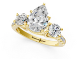 Yellow gold Three-Stone Pear Cut Diamond Pavé Band with Four-Prong Setting_38