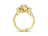 Yellow gold Three-Stone Pear Cut Diamond Pavé Band with Four-Prong Setting_40