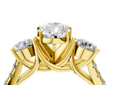 Yellow gold Three-Stone Pear Cut Diamond Pavé Band with Four-Prong Setting_41