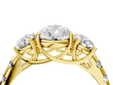 Yellow gold Three-Stone Pear Cut Diamond Pavé Band with Prong Setting_7